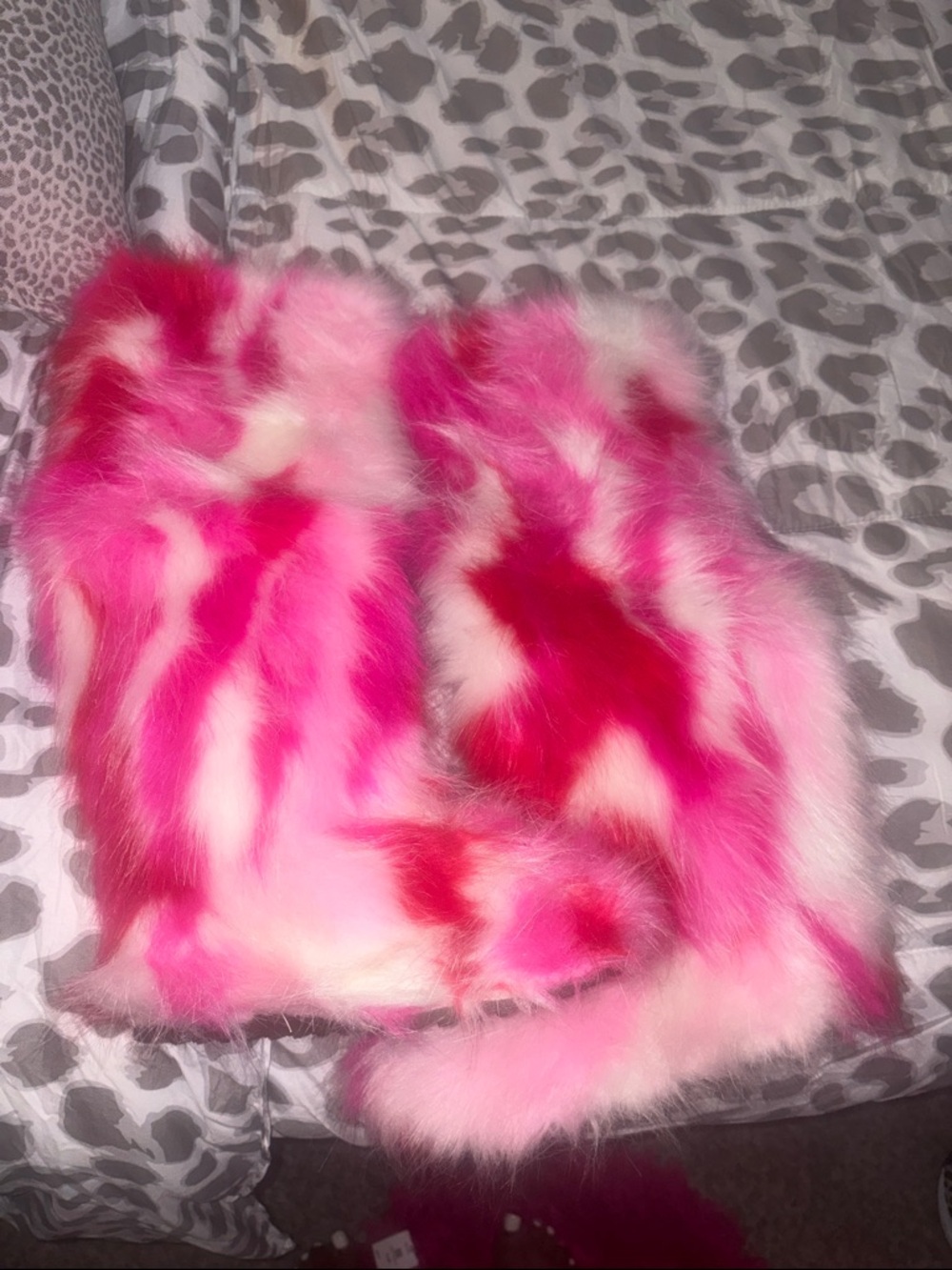 Vibrant Pink Multi-Tone Faux Fur Scarf
